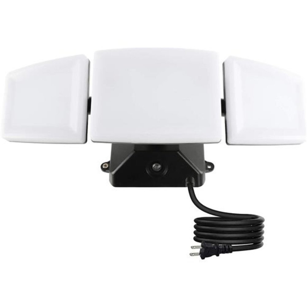 LED Security Light,35W Plug in Flood Light Outdoor, 3 Heads Wall Light